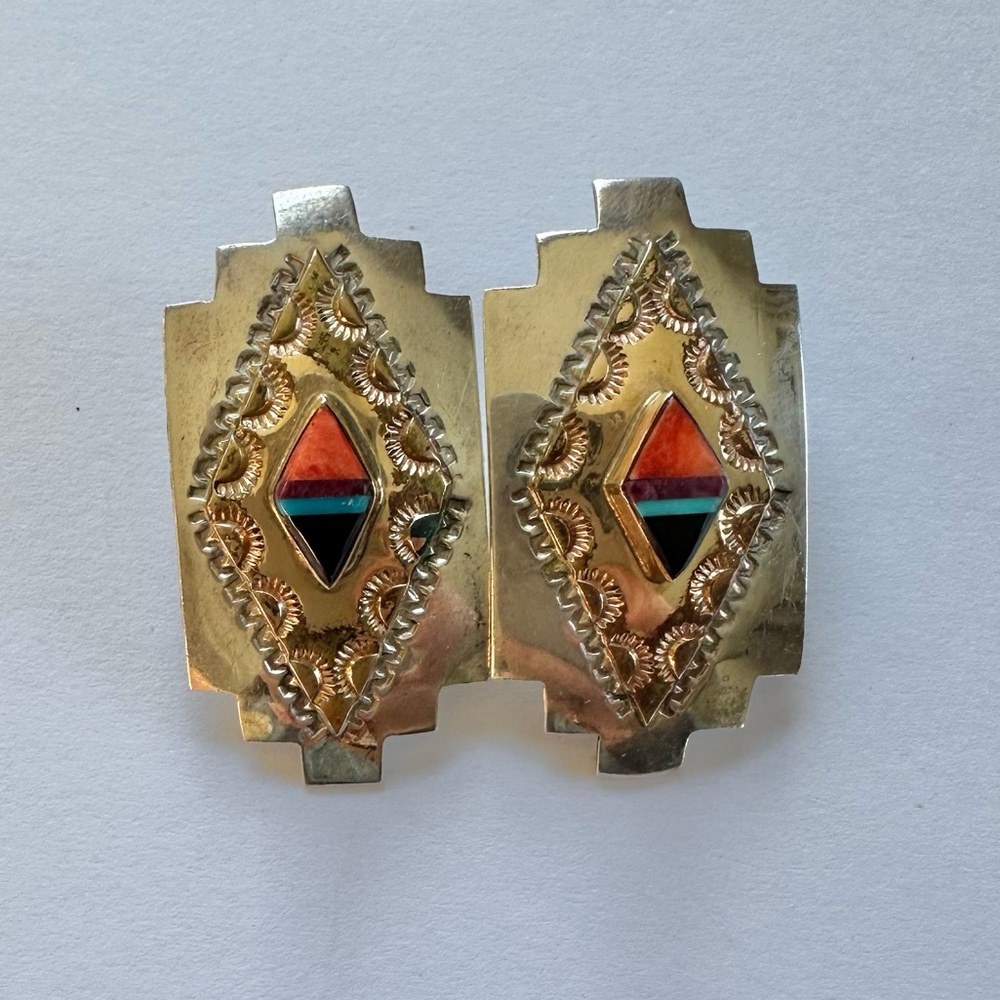 Vintage Navajo sterling with 12KGF earrings